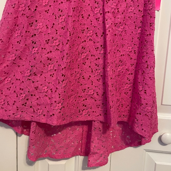 Betsey Johnson Floral Lace Dress Fit & Flare Cutout Back Short Sleeve Pink 6 NWT - Picture 7 of 10